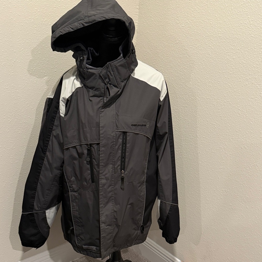 Free Country Men's Charcoal and White Performance Jacket